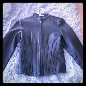 Black leather women jacket from le chateau